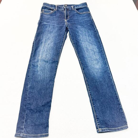 GAP Denim Regular Stretch Slim Dark Wash Zip Fly Jeans Size 14 - Picture 2 of 9